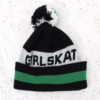 GIRL TYPE POM BEANIE BLACK/GREEN